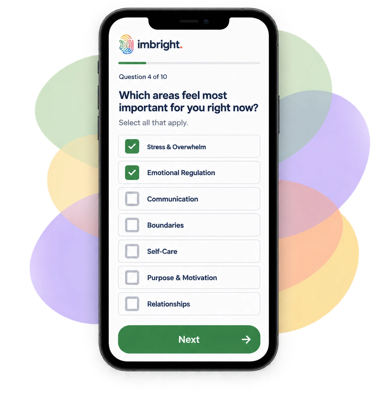 Community wellness assessment form on a phone